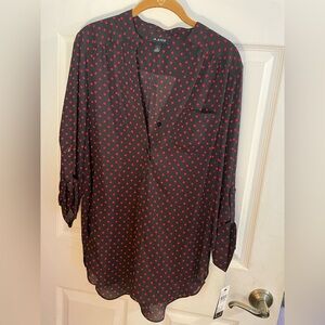 A. Byer Black Blouse with Red Polka Dots